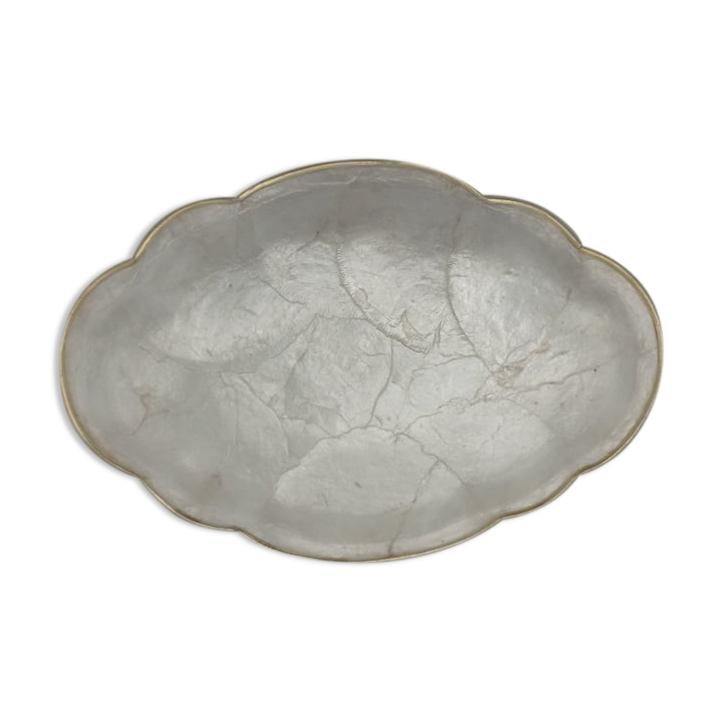 Empty pocket mother-of-pearl cup and gold metal strapping