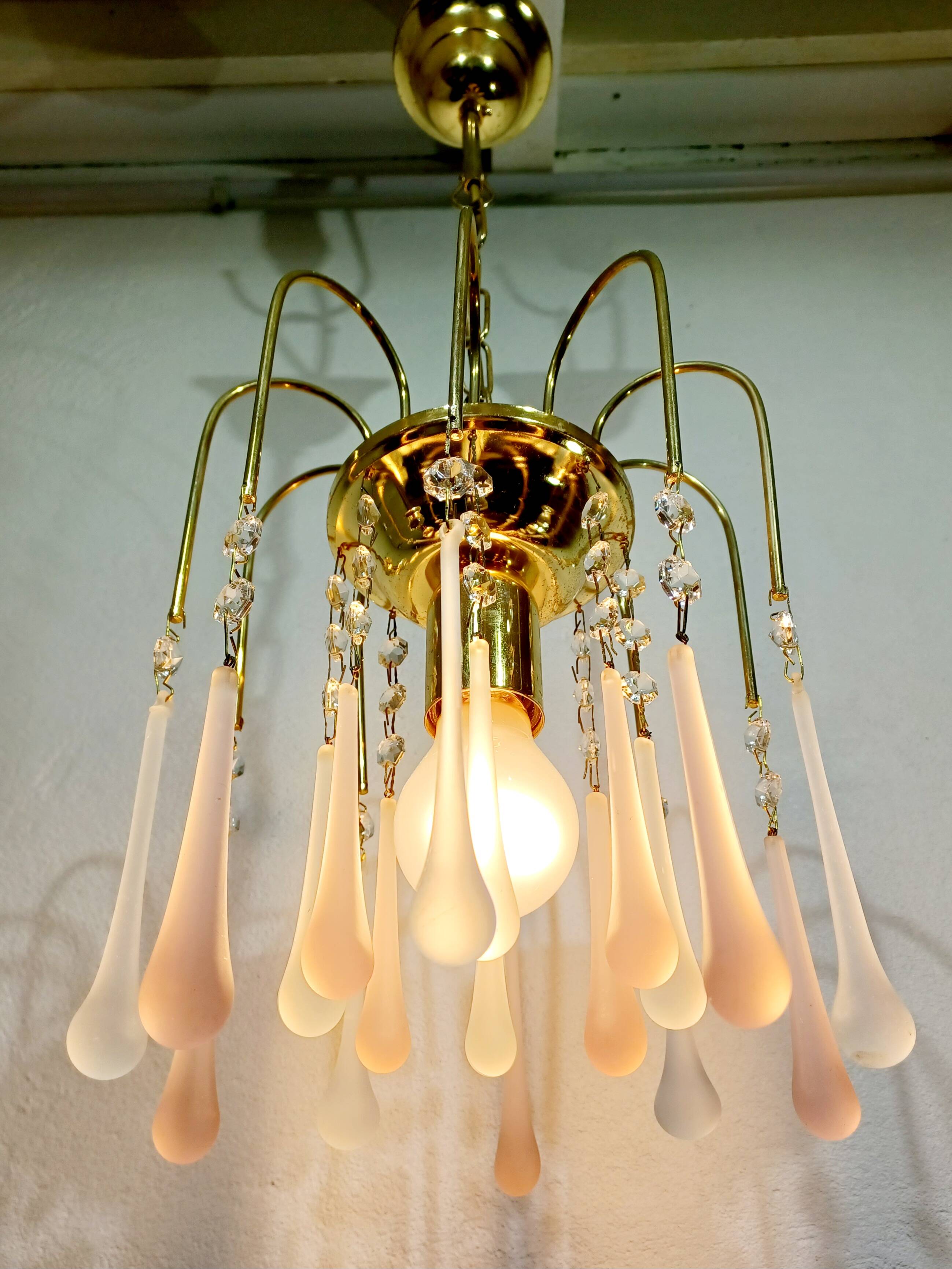 Murano Chandelier Gold Metal 1 Light