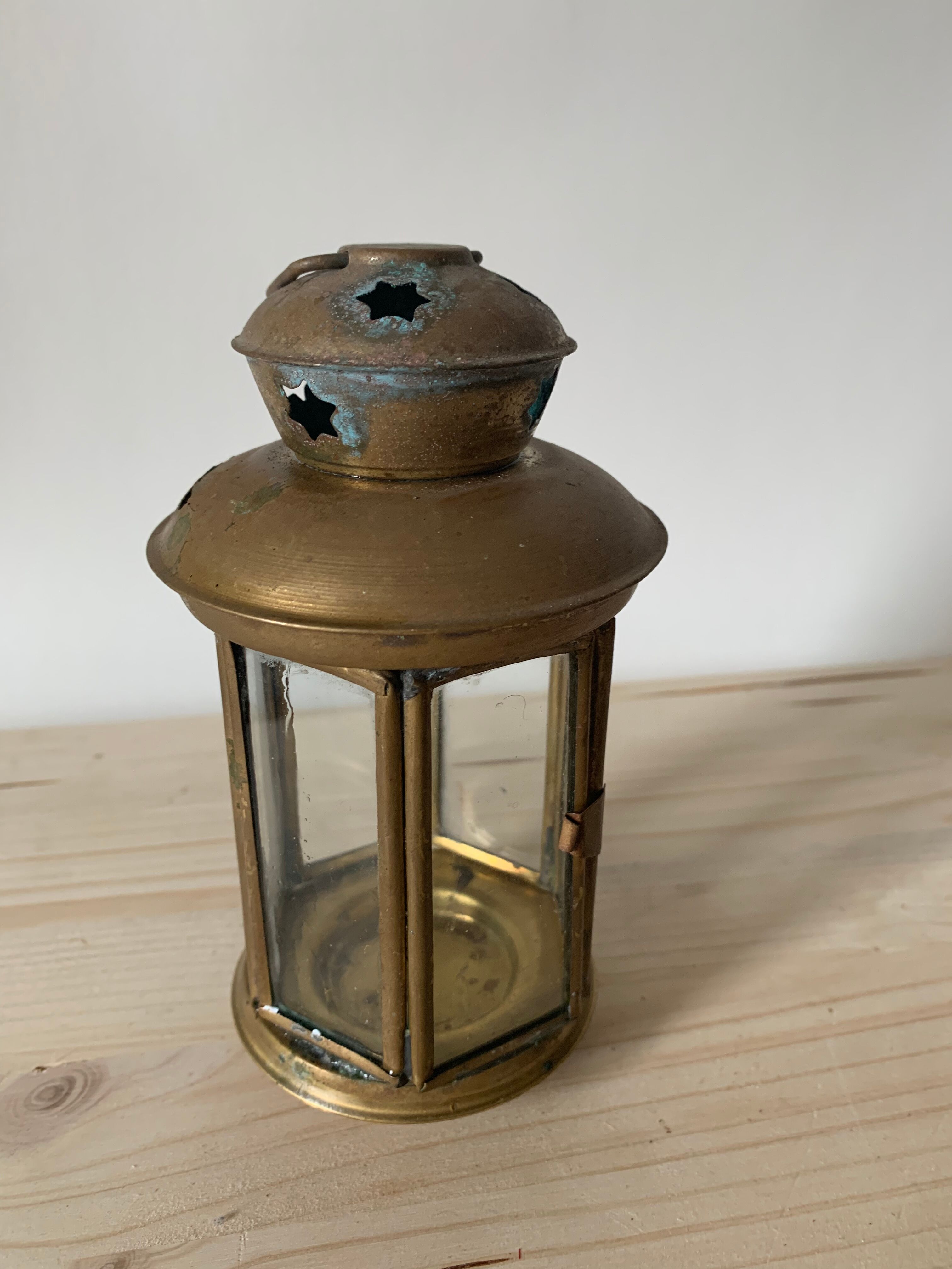 Vintage glass and metal lantern
