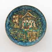 1970s Walter Lochmuller Fine Abstract Cloisonne Blue Enamel Dish