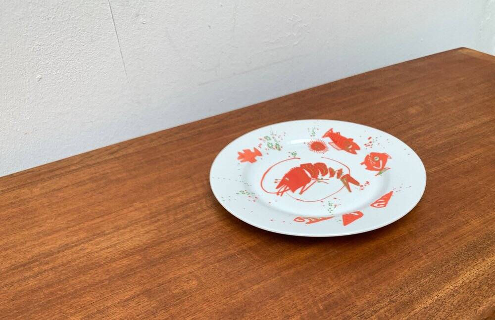 Vintage Postmodern Porcelain Plate with Subsidy Decor by René Fehr for Lengsfeld Porcelain, 1990s