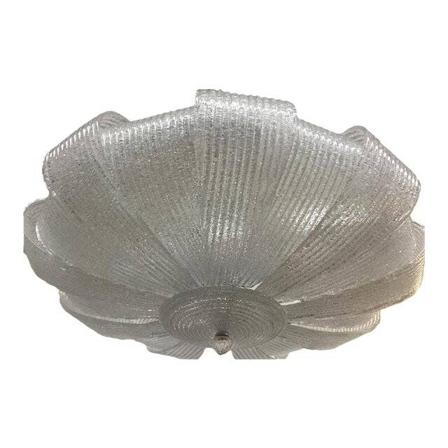 Contemporary Murano Glass Sputnik Chandelier, Flush Mount, Mazzega Style, Set of 2