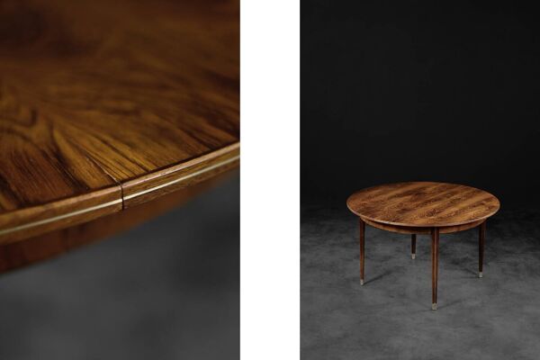 Table de salle à manger pliante ronde vintage en palissandre par agner christoffersen, danemark