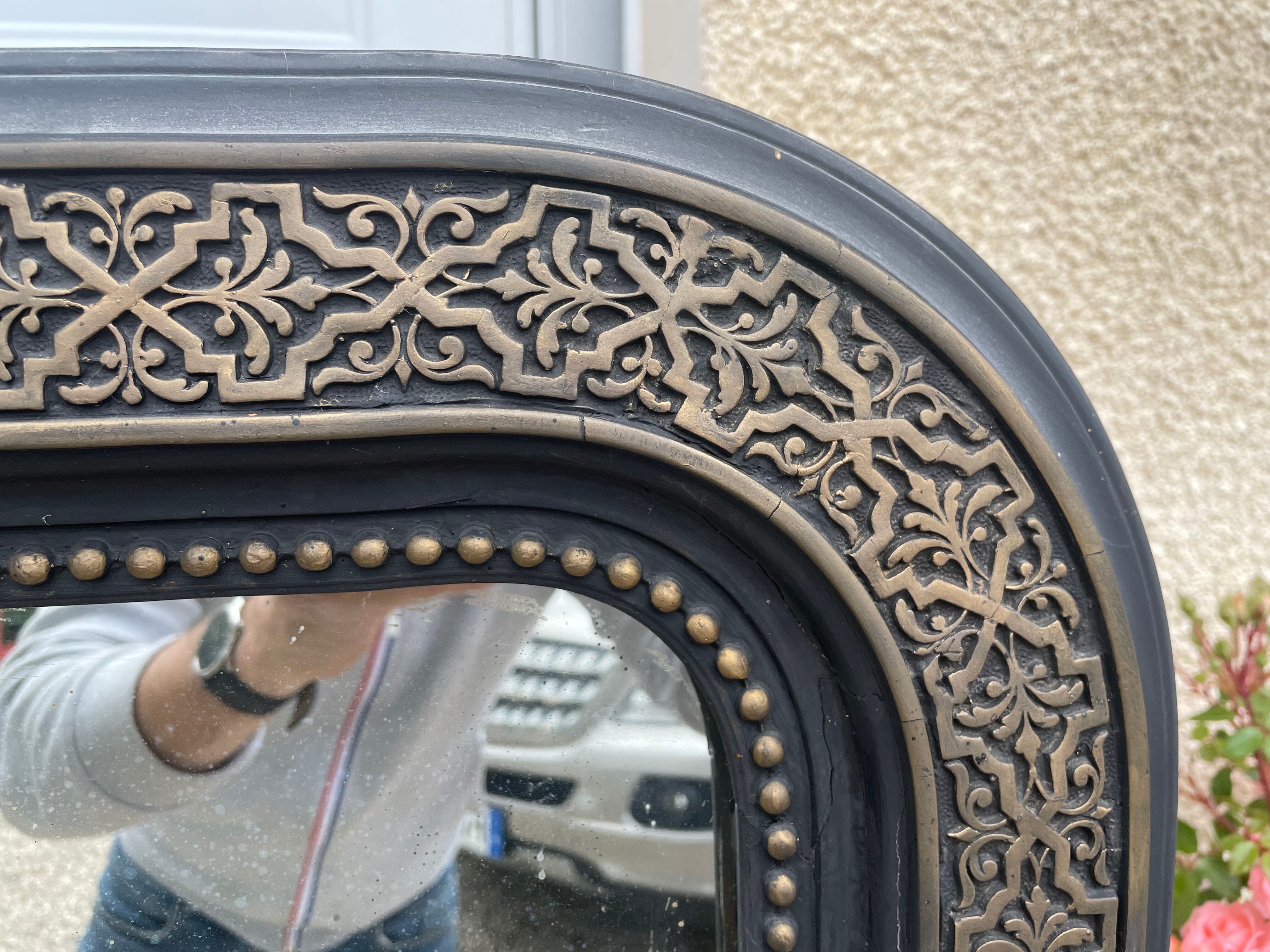 Mirror era Napoleon III gilded and blackened wood  - 141x100cm