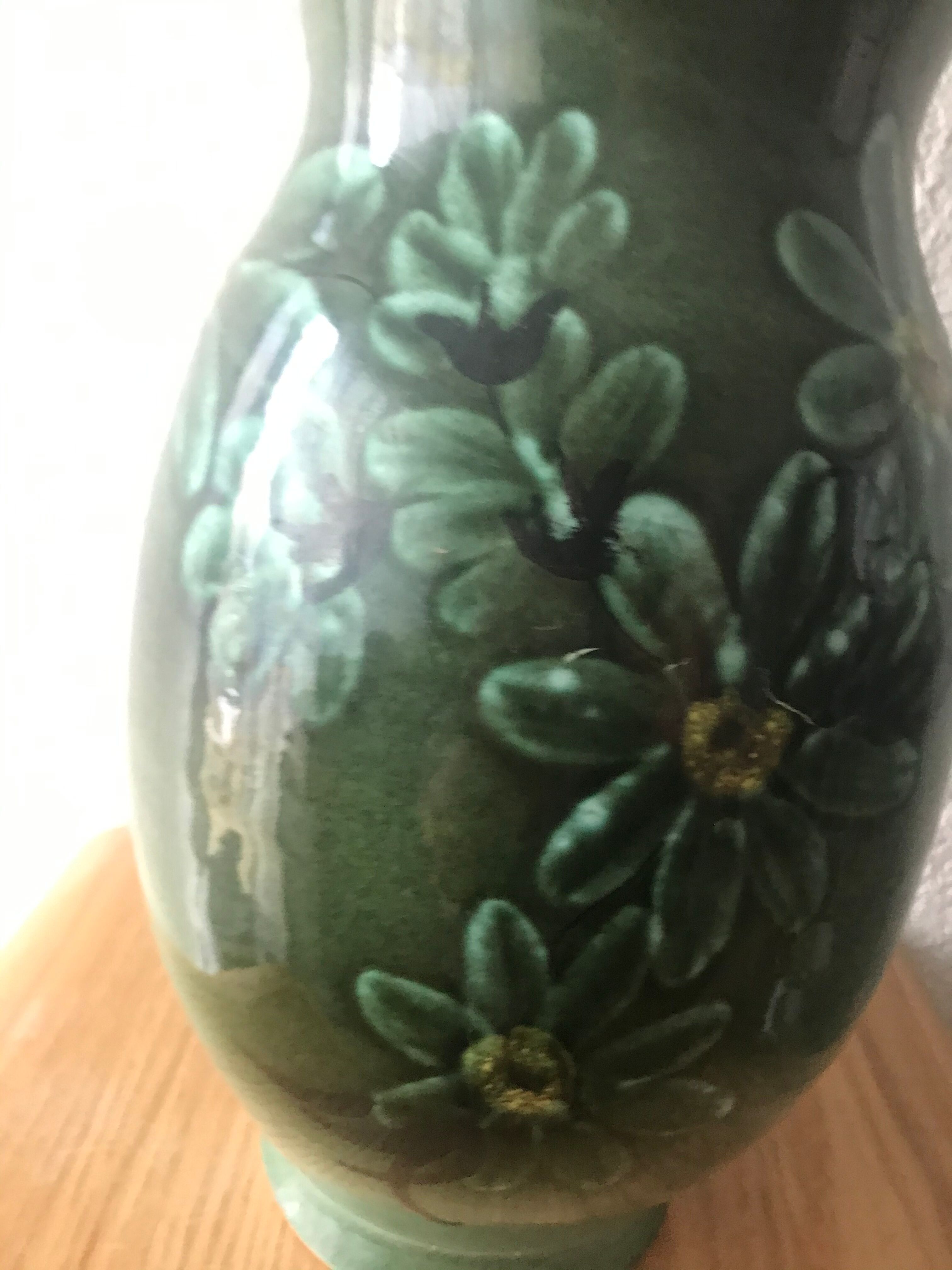 Green ceramic vase