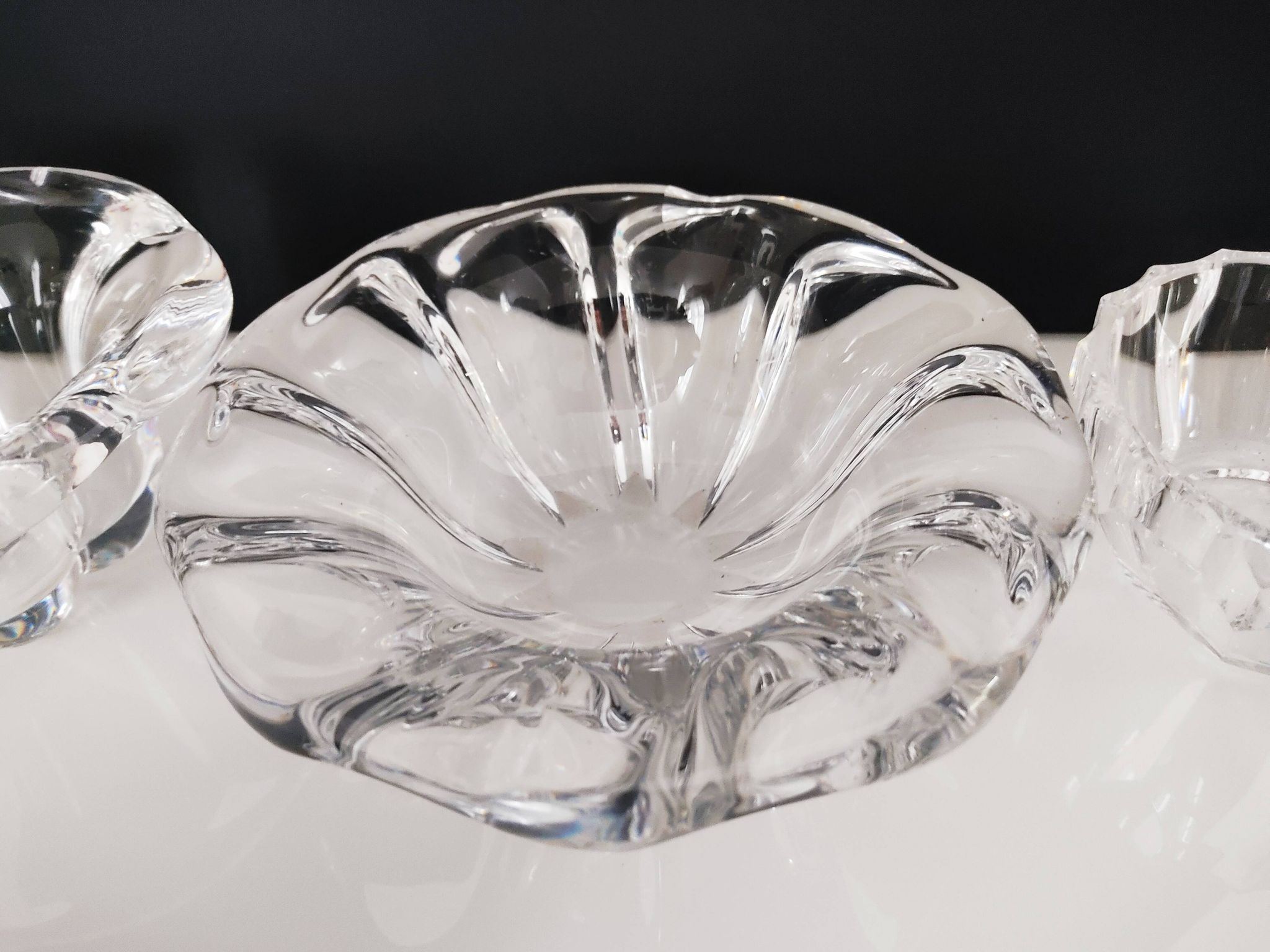 Set of 3 cups including one signed Val Saint Lambert