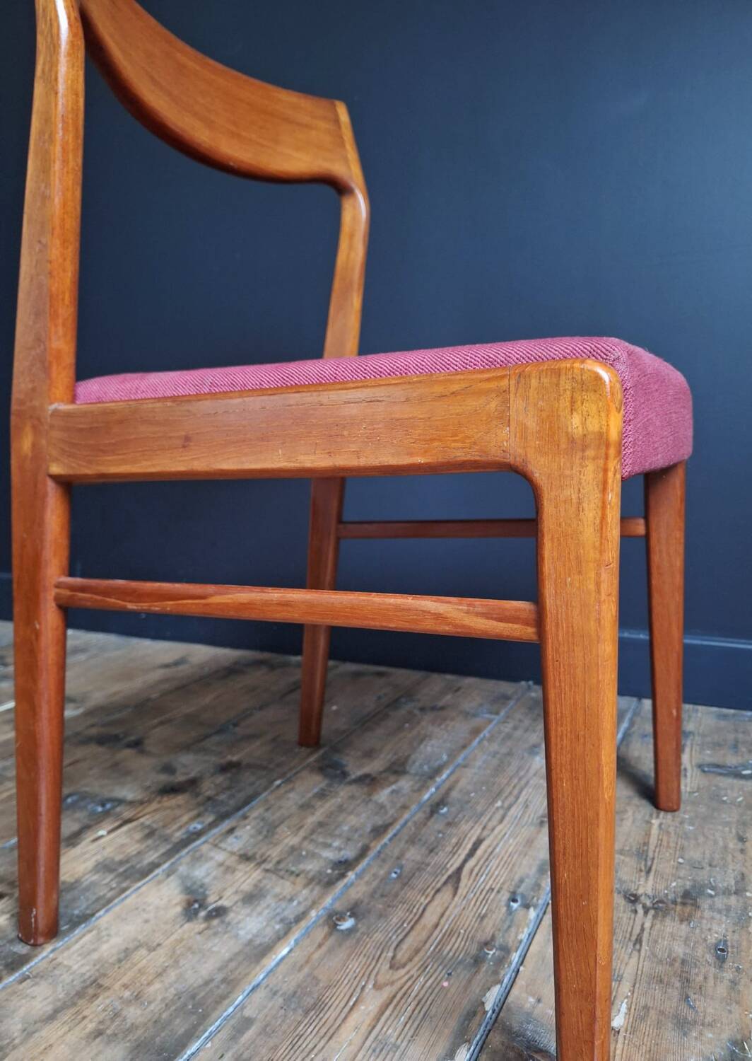 Trio of vintage teak chairs, antique seating furniture