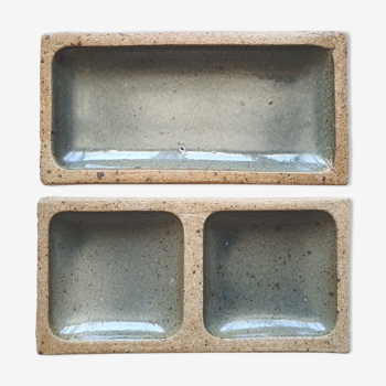 Duo of stoneware dishes by Pierre Digan in La Borne