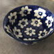 Vintage cup bowl in earthenware with blue floral paint décor - 18.5 cm