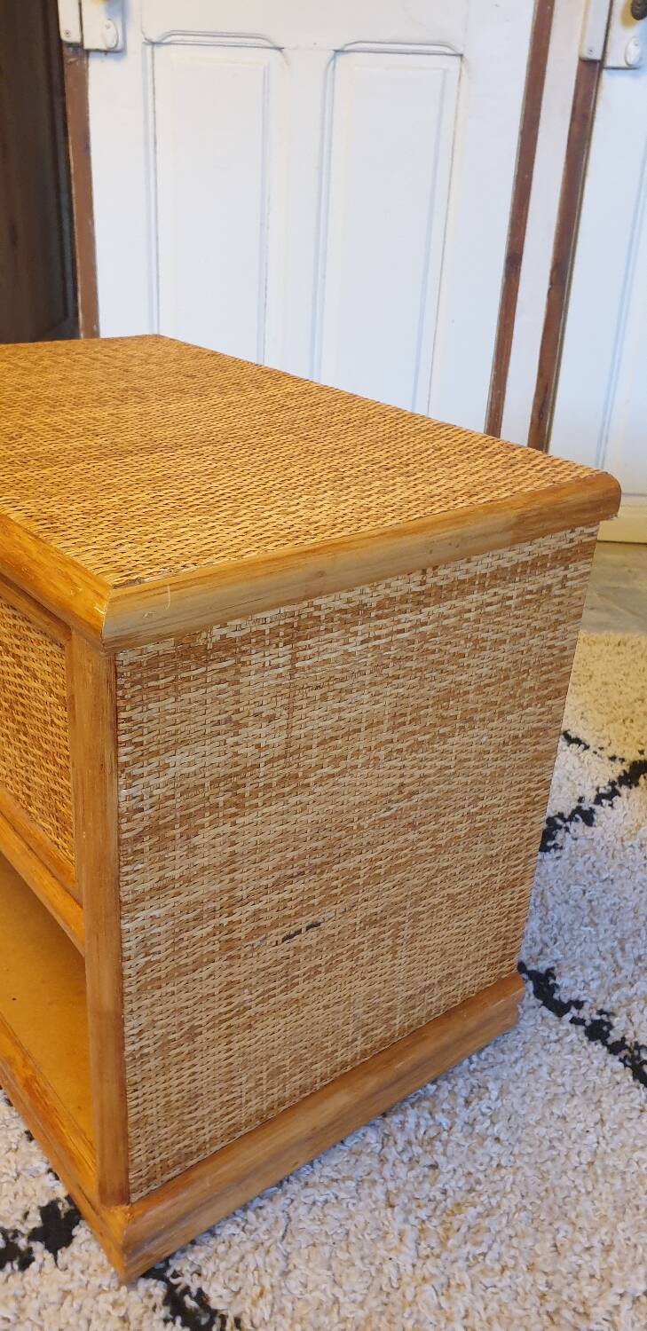 Pair of rattan bedside tables