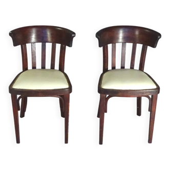 2 chaises bistrot Thonet en bois courbé, design de Kohn, 1913