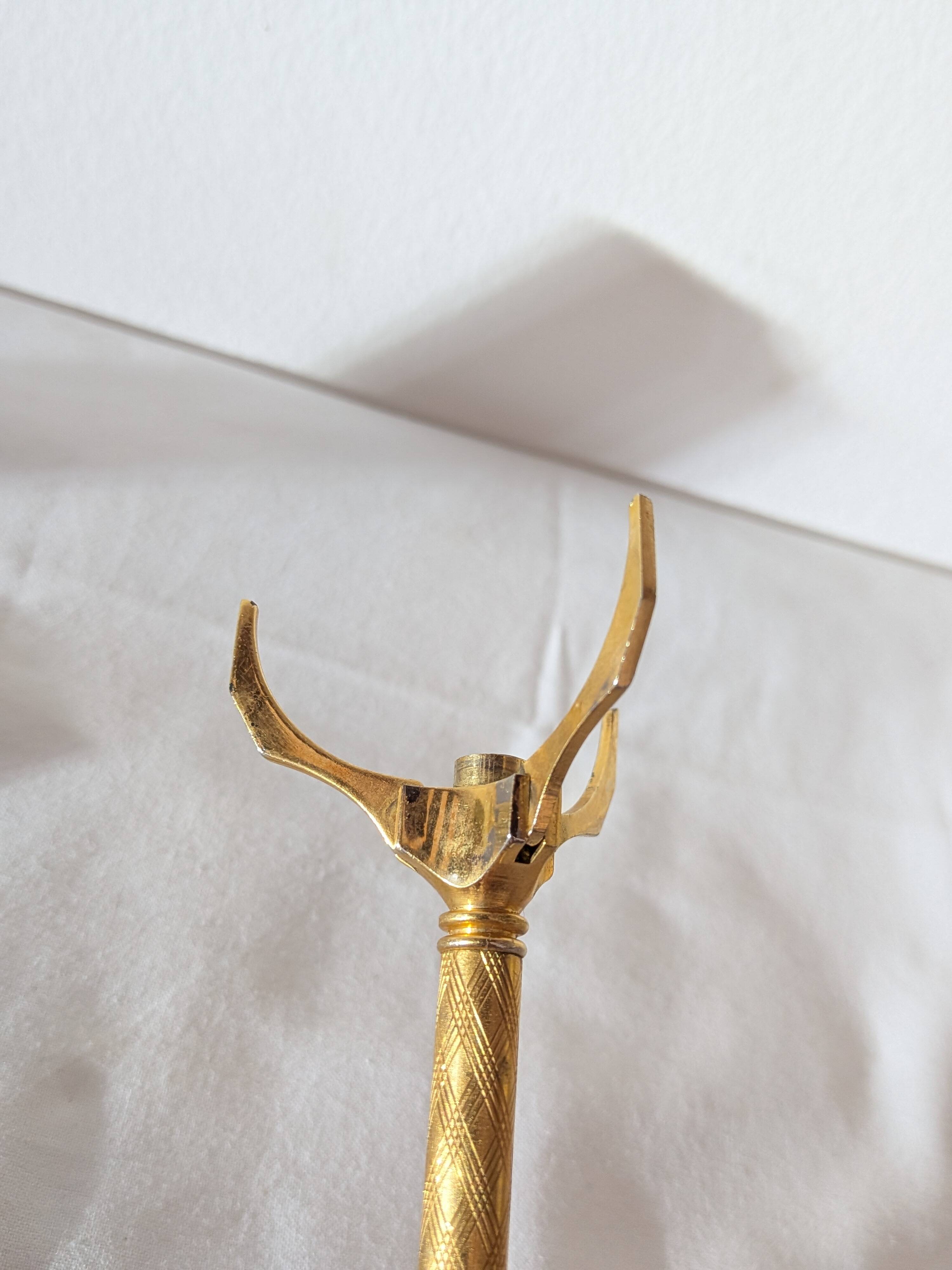 Vintage gold sugar tongs with case