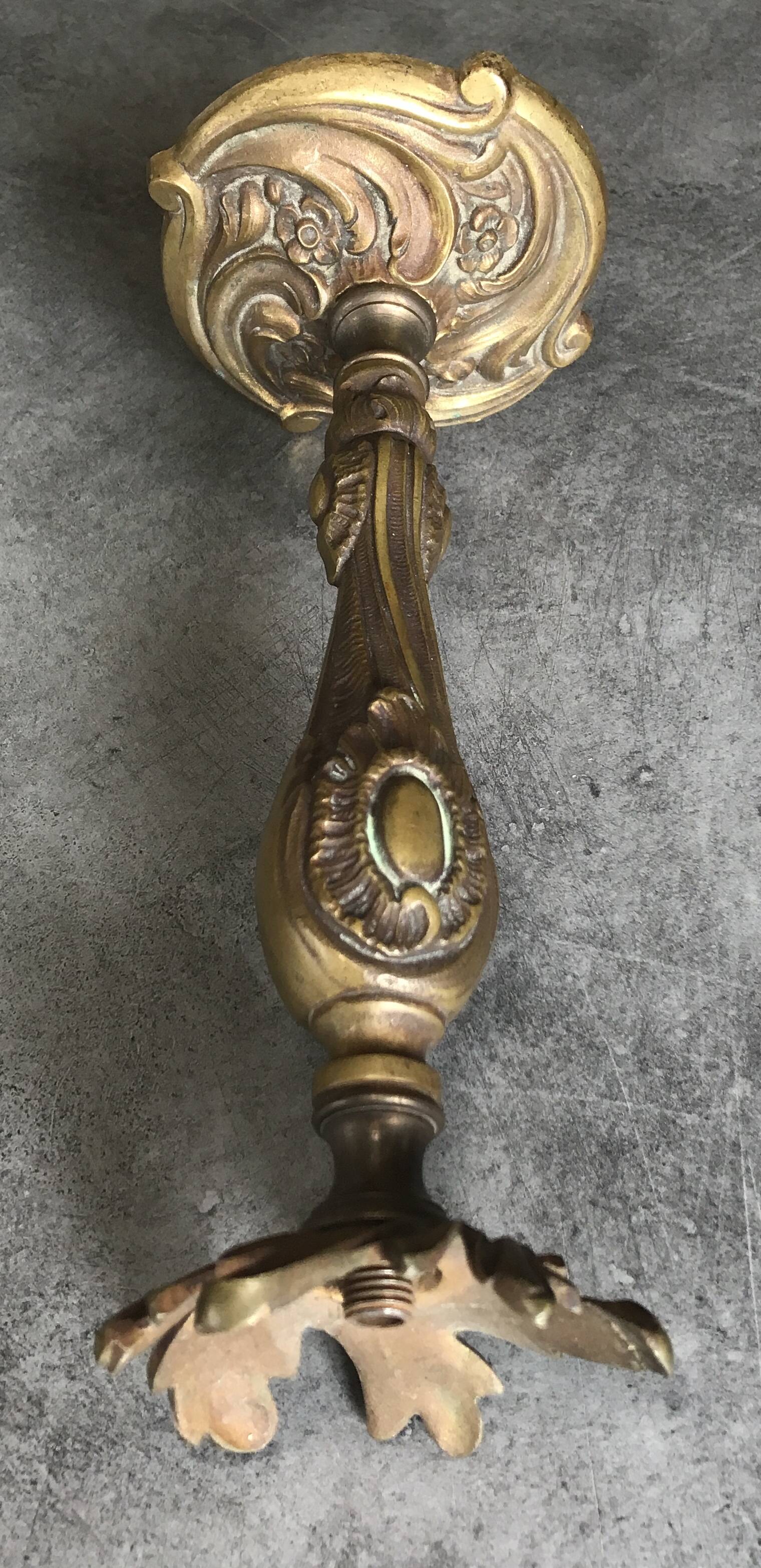 Old gilded bronze lamp base with Louis XV style rocaille decoration