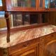 Sideboard two body mirror top marble decoration inlaid bronze Louis XVI