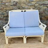 2 seater white rattan sofa