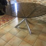 Vintage table roche bobois chrome and glass