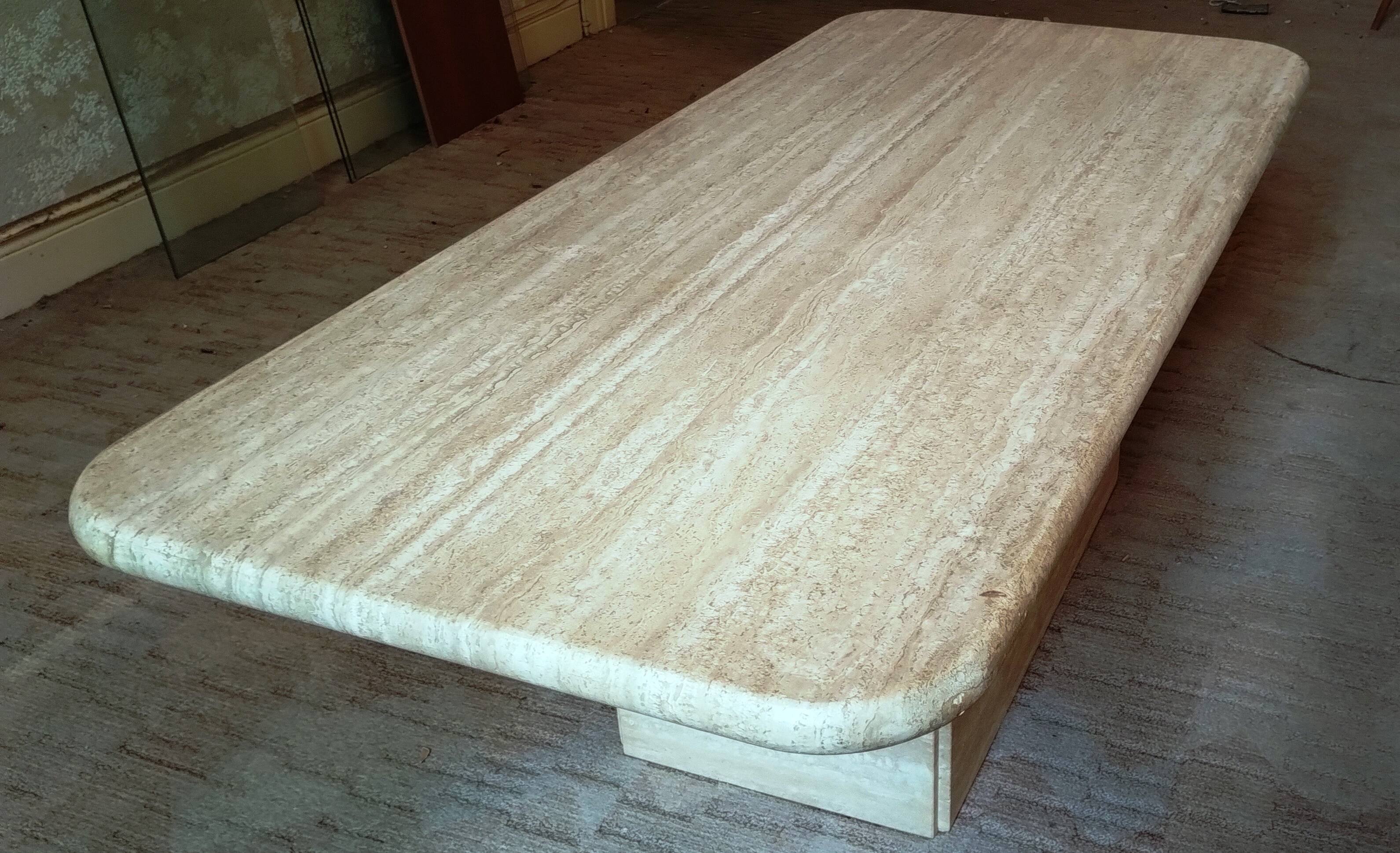 Beige Italian travertine coffee table
