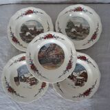 5 assiettes creuses H.Loux Sarreguemines Obernai