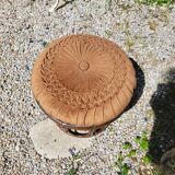 Rattan and bamboo pouf