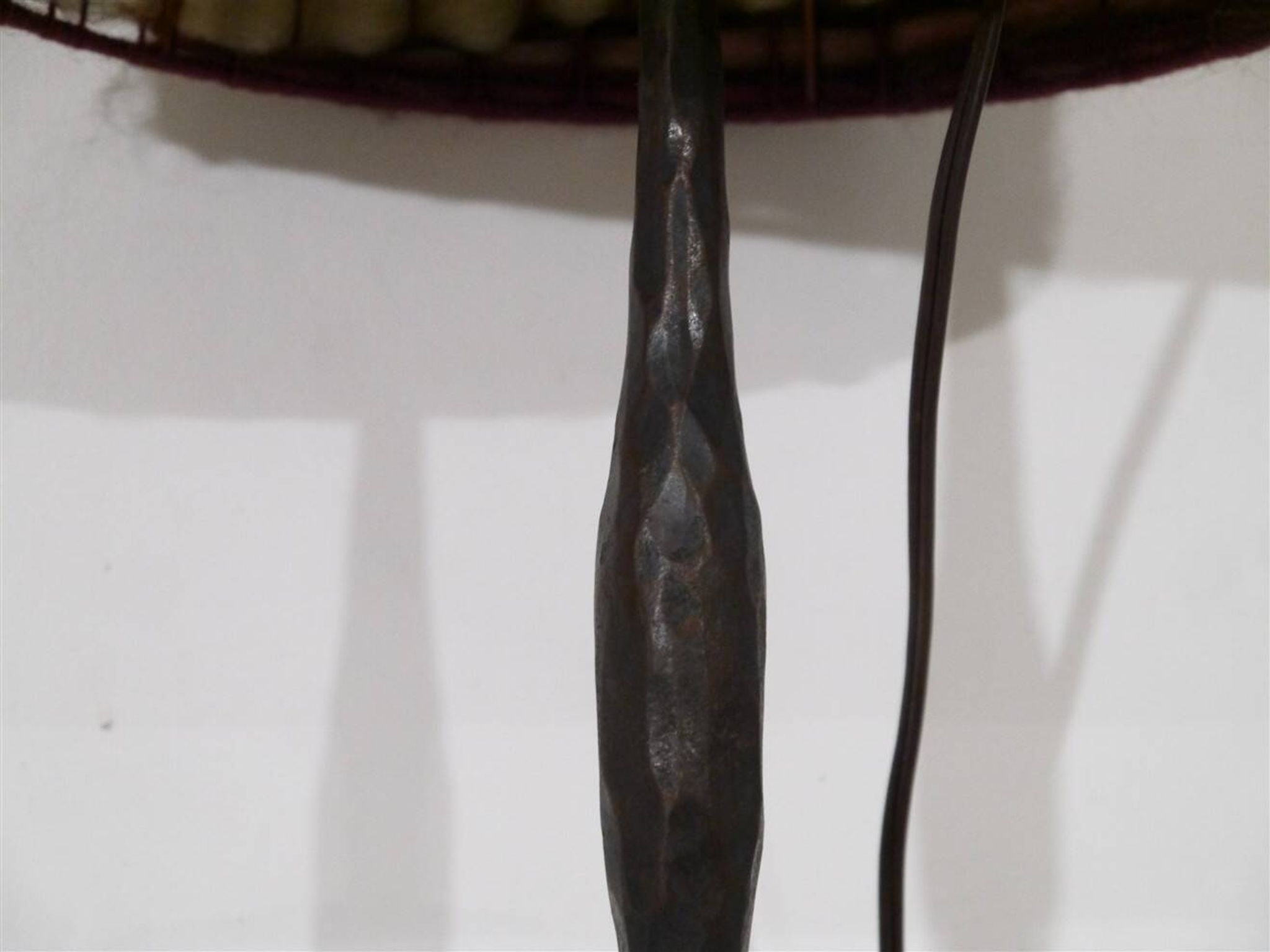 Brutalist hammered iron lamp from the 1950s.