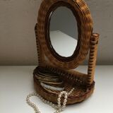 Table mirror in rattan 29 x 20 cm
