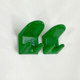 Set of 2 green hooks "2627" by Makio Hasuike for Gedy, 1970