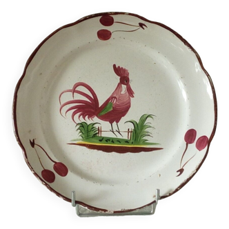 Earthenware plate st clement coq aux cerises 20 eme