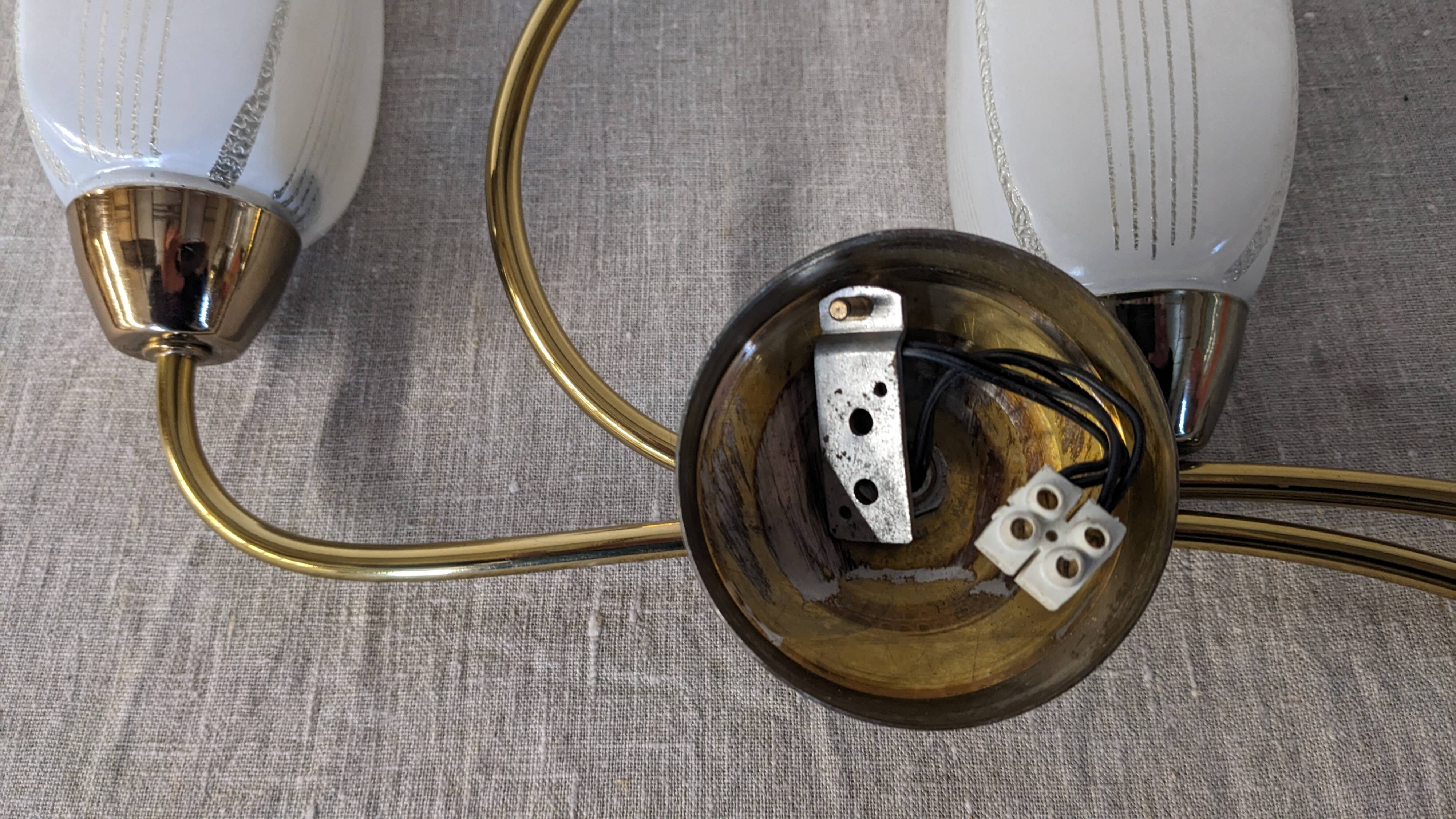 Pair of double brass wall lights from the 50s/60s