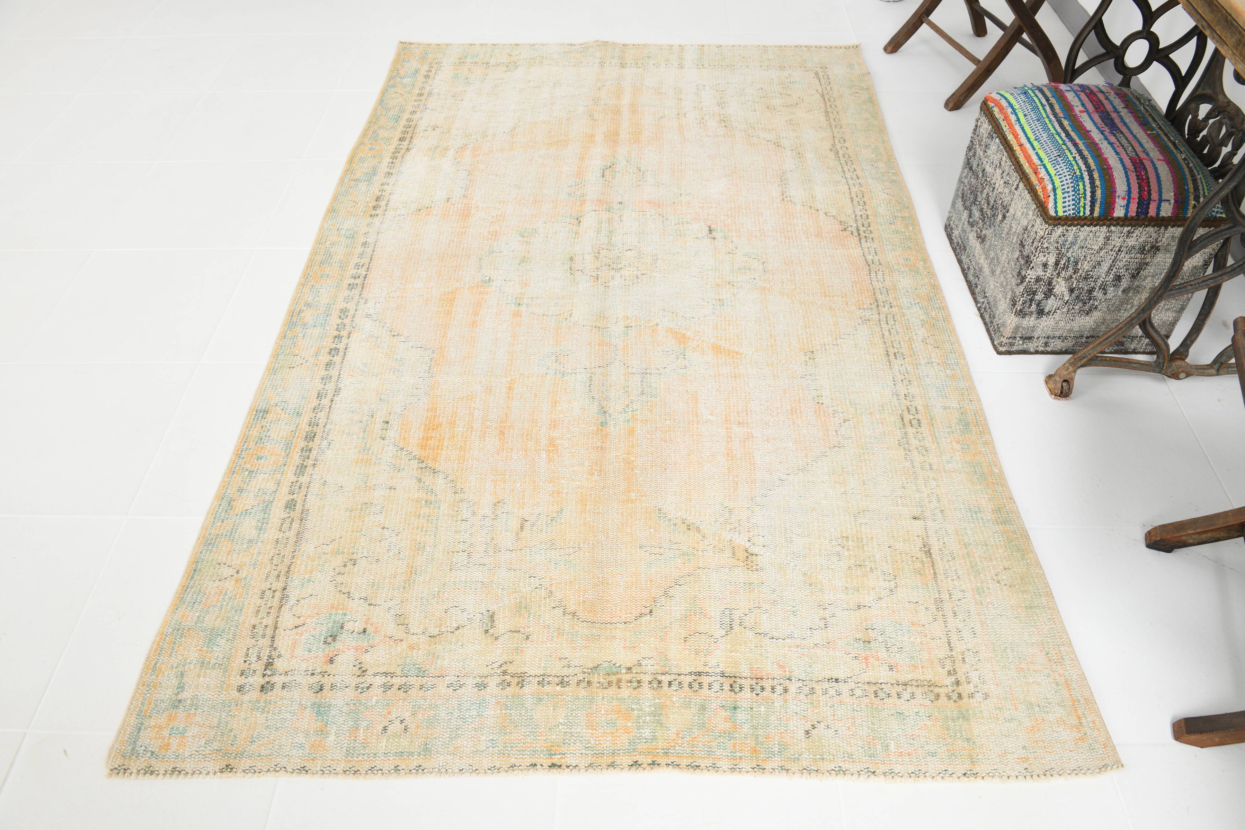 tapis vintage en laine beige, 5x8 tapis vintage turc, 150x240 cm tapis pastel