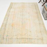 tapis vintage en laine beige, 5x8 tapis vintage turc, 150x240 cm tapis pastel