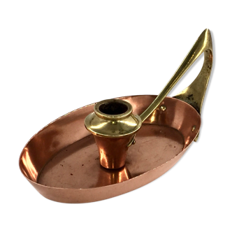 Art nouveau candle holder in copper and brass