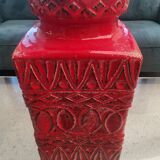 Large BAY Keramik Floor Vase 45 cm Red Vintage West Germany Bodo Mans