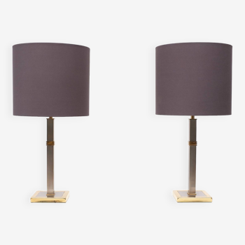 Belgo Chrome table lamps 1970s Belgium