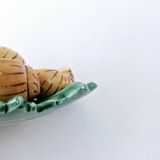 Servant Salt Pepper Mustard Ceramic DLG Vallauris Barbotine Escargot Leaf