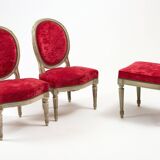 Pair of Louis XV style chairs and footrest