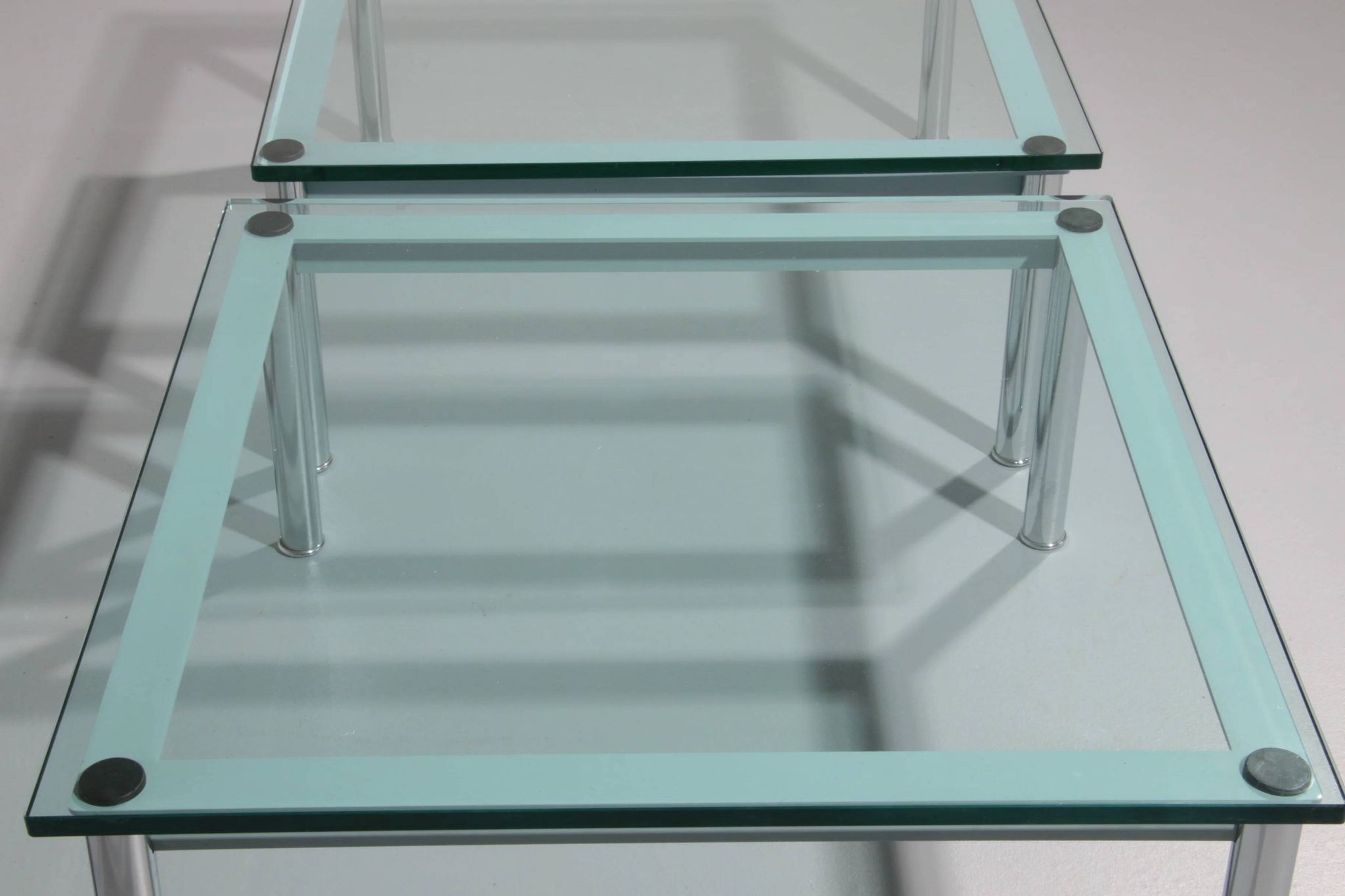 Cassina LC-10 coffee table by Le Corbusier – rare light blue glass edition