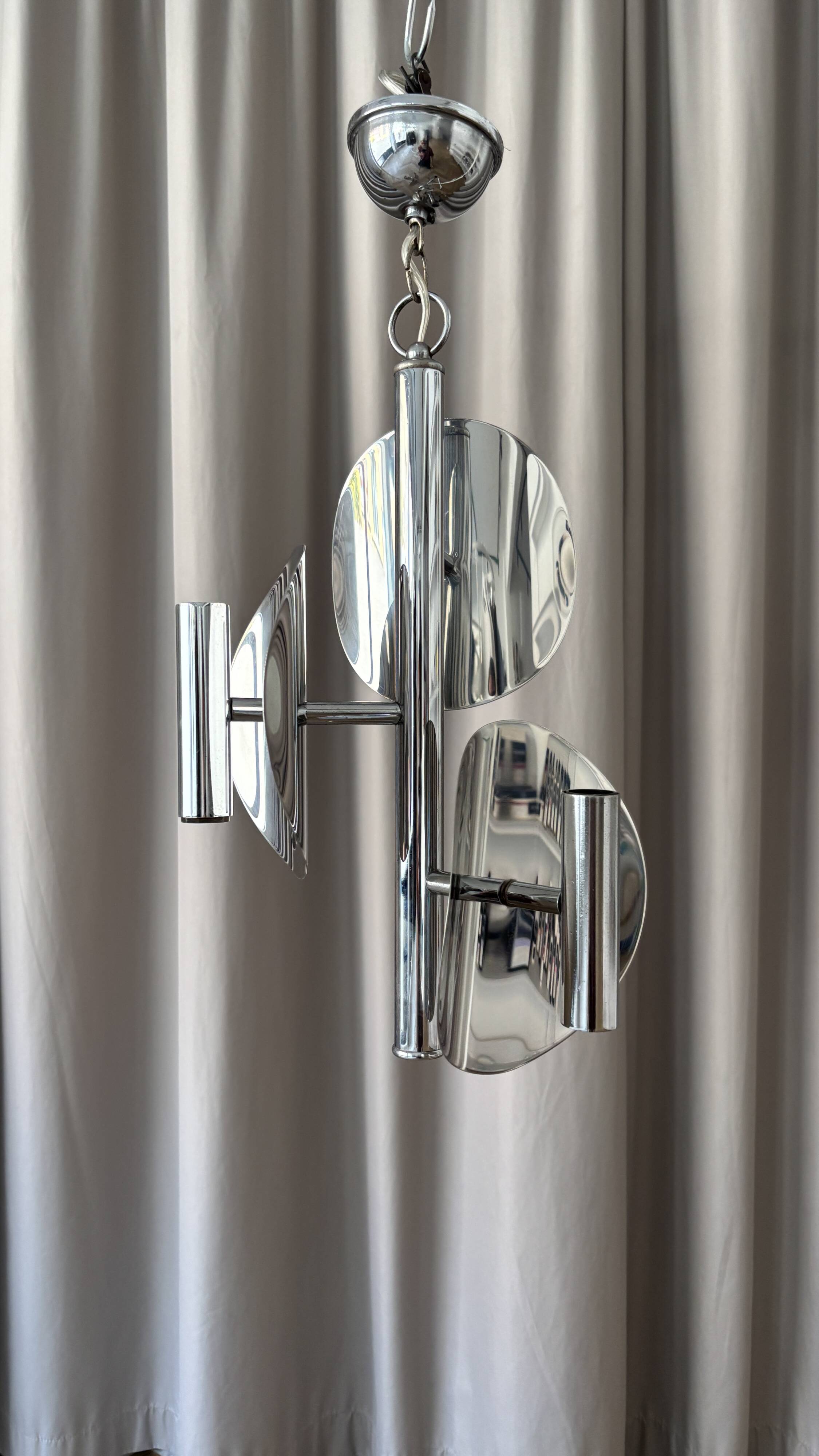 1970s Space Age chrome chandelier – 3 lights