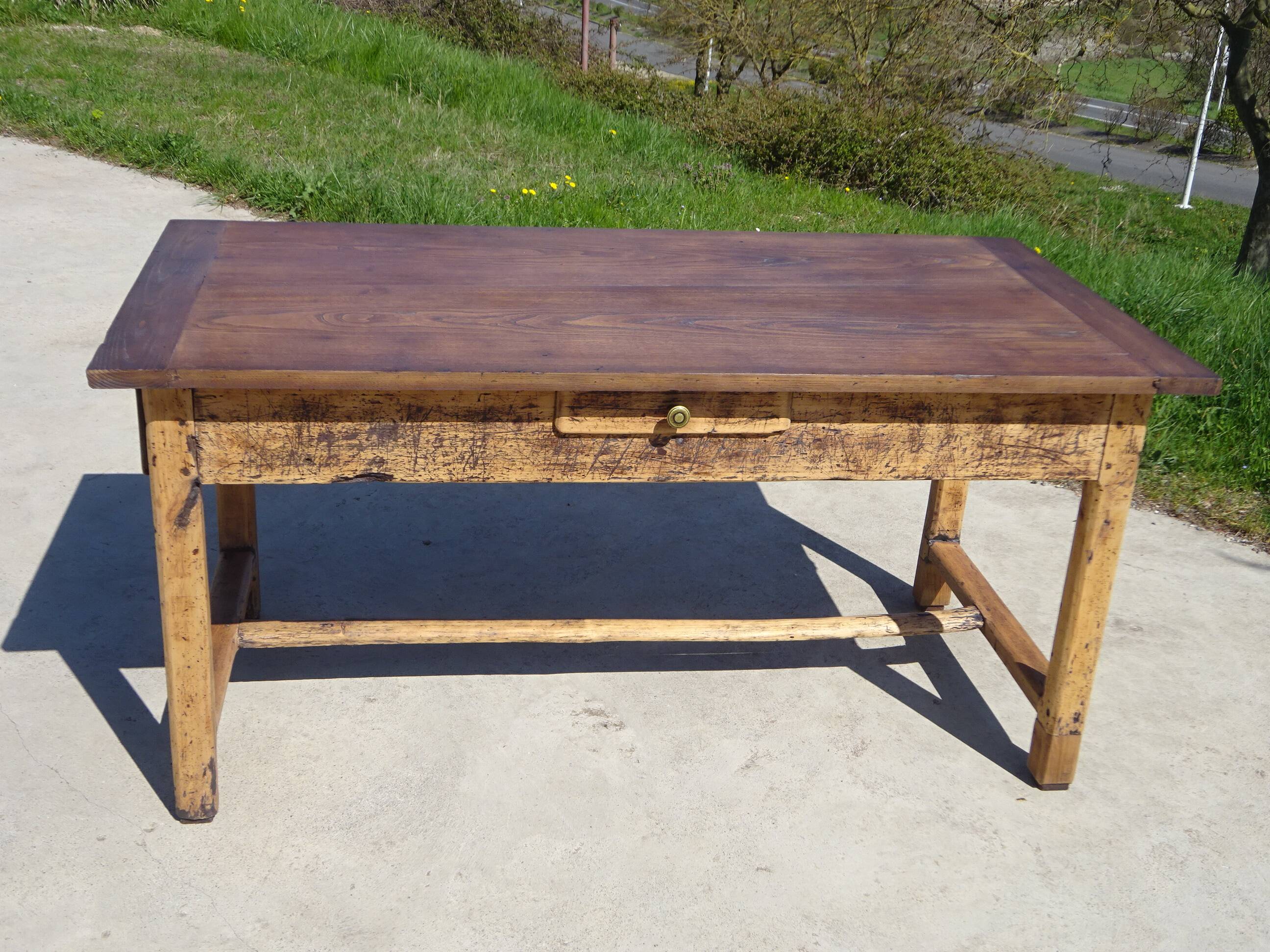 Ancienne table de ferme en chêne massif