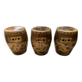 3 tabourets en céramiques dragons