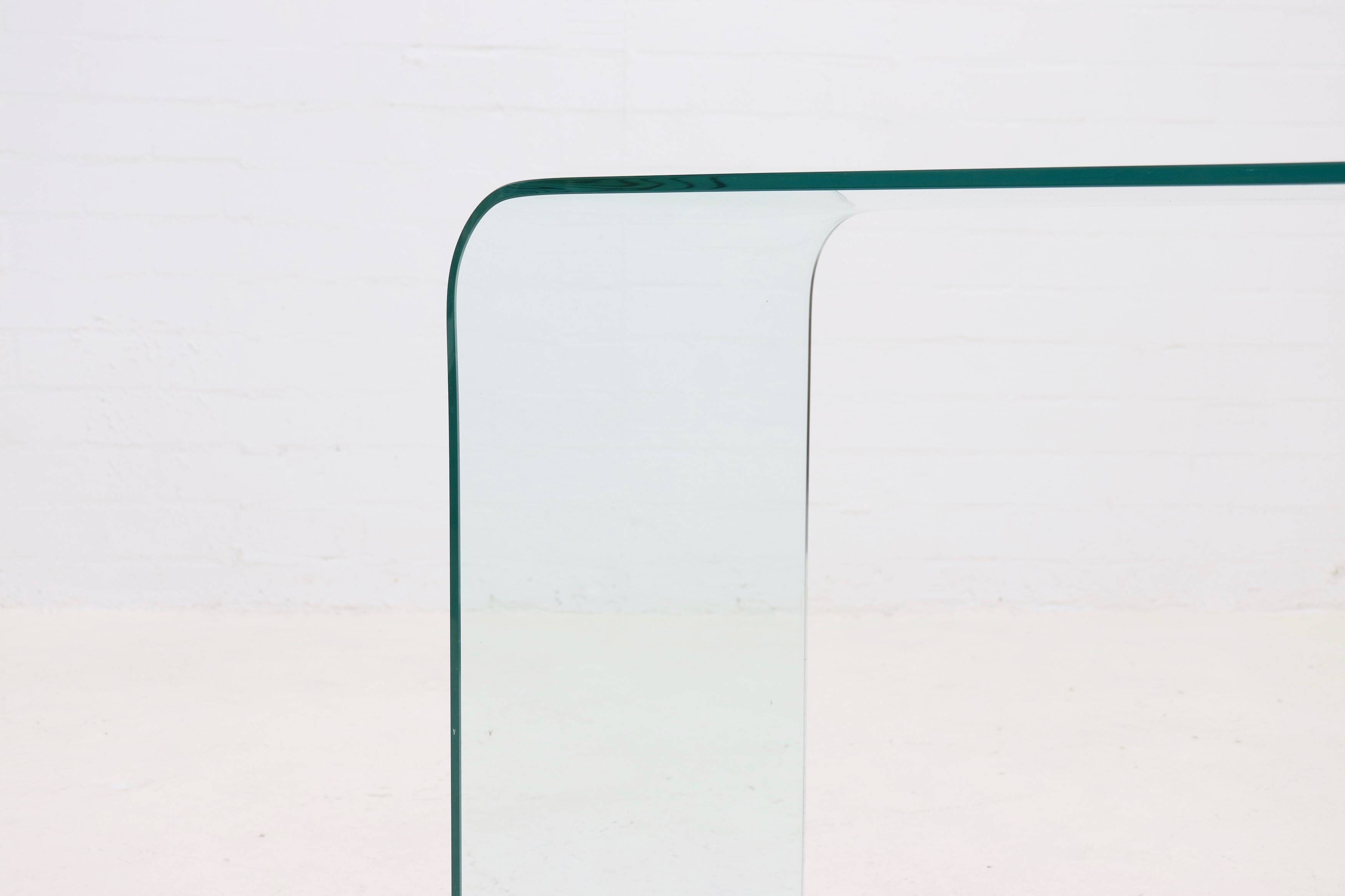 Italian Modern Glass Waterfall Console Table 1980s
