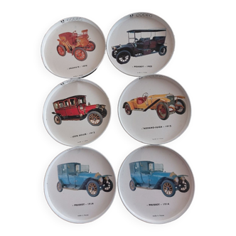 Set of 6 vintage metal coasters