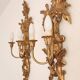Louis XVI wall lamps Rocaille gilded carved wood antique mirror glass