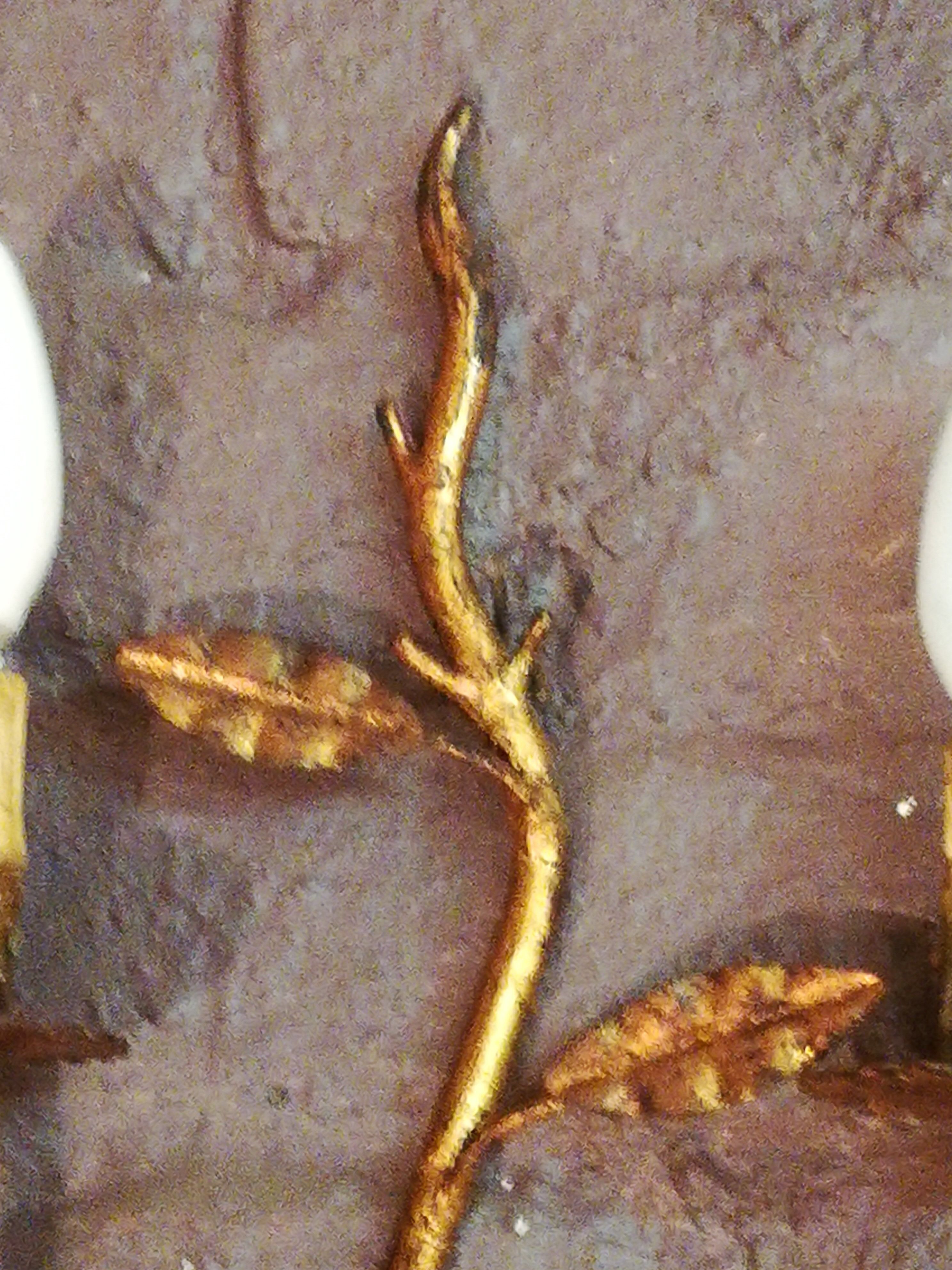 Pair of gold metal foliage appliques