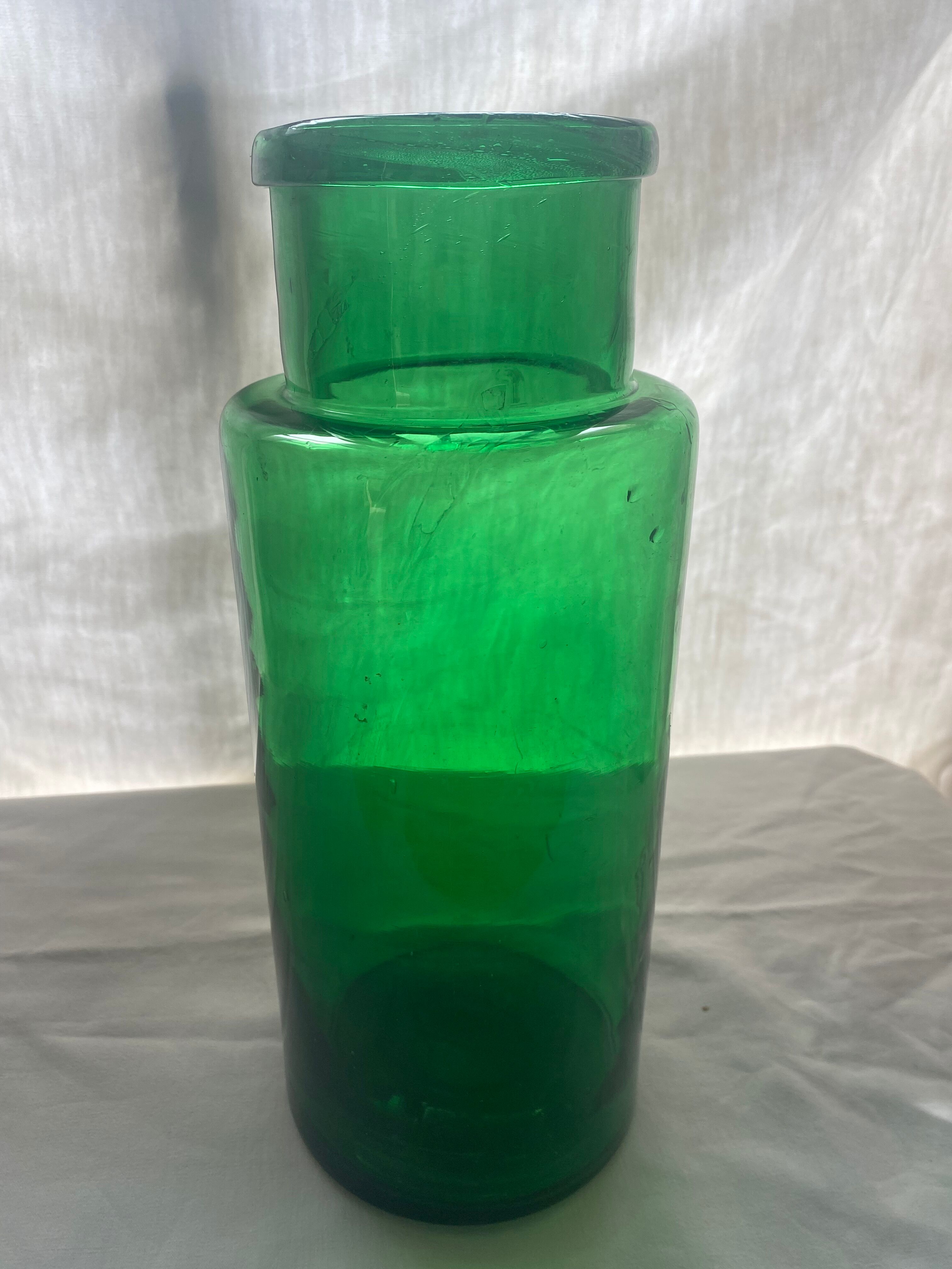 Vase - apothecary bottle in green glass