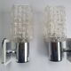 Pair of vintage chrome wall lights with square globes, Italian Targetti 1970.