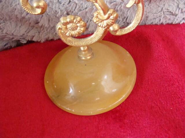 Vintage alabaster and brass candlestick