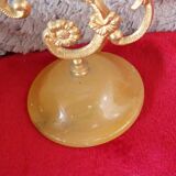 Vintage alabaster and brass candlestick