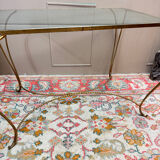 Golden wrought iron console table circa 1950