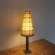 Vintage table lamp in bluish grey ceramic – Conical lampshade in Scottish tartan – 1970s/80s