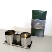 Rectangular Smoked Glass Coffee Table / Dry Bar in the style of François Mo